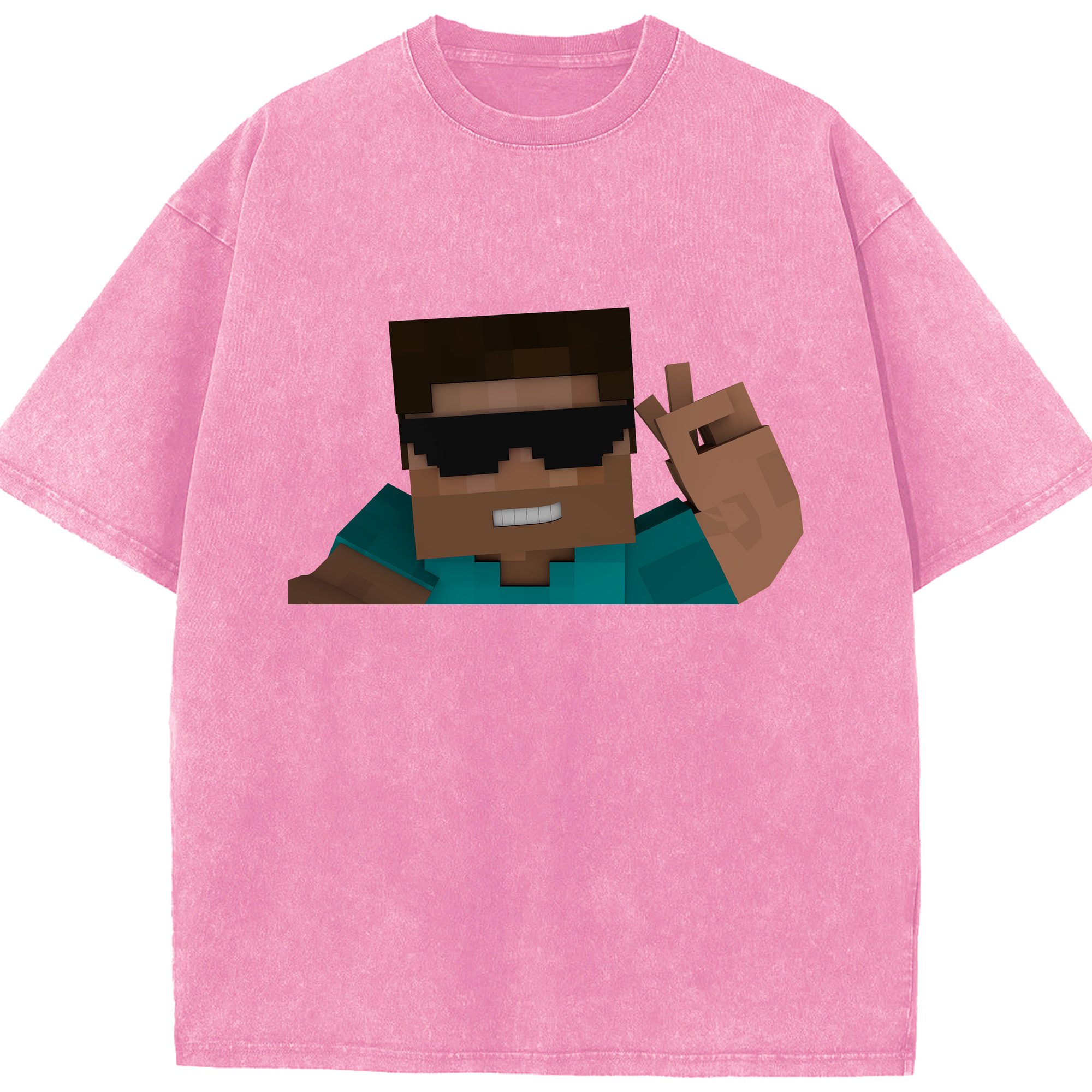 （画像用） マインクラフト ブロックの世界 Minecraft MC Block world 綿100% ヴィンテージ風 半袖Tシャツ（フロントプリント）